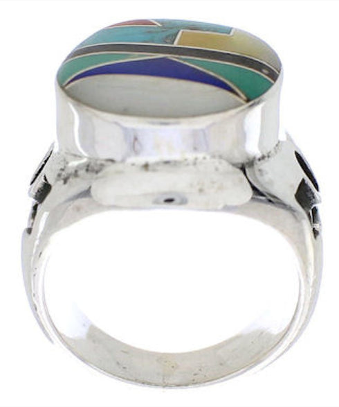 Authentic Silver Multicolor Southwestern Ring Size 5-3/4 TX38724
